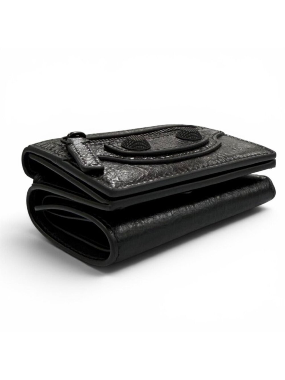 Balenciaga le Cagole Logo Leather Mini Wallet Trifold Black - Picture 4 of 12